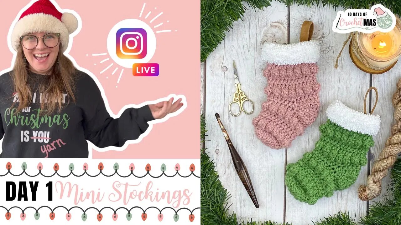 How to Crochet a Mini Christmas Stocking- CrochetMAS Day 1 Instagram Live Replay