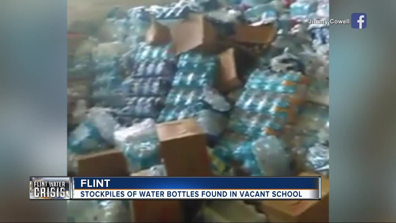 Urban explorers in Flint discover stockpiles of bottled water at abandoned school building