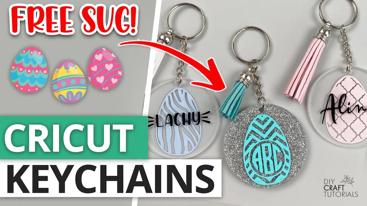 DIY EASTER EGG KEYCHAINS AND FREE SVG CUT FILE! Cricut Keychains with Vinyl and UV Resin.