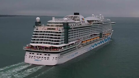 AIDA Prima daylight departure cruise ship Southampton 4k footage Carnival.