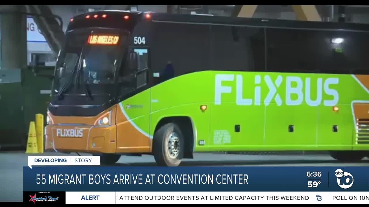 55 migrant boys arrive at San Diego convention center