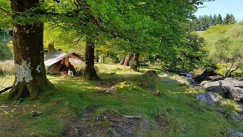 opening the tent. riverside wildcamping Darmoor 24th May 2023
