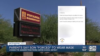 Valley parents say son 'forced' to wear mask