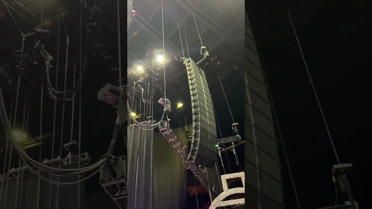 L-Acoustics audio system going up at the Los Angeles Forum 😉