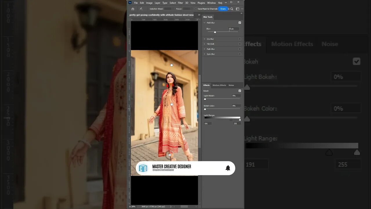 Create a photoshoot type Blur photo in Photoshop Short #mcd #mcddesigner #adobe #shorts #short