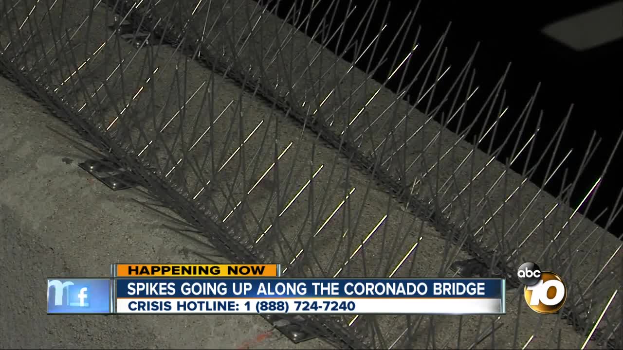 Suicide prevention spikes installed on Coronado Bridge