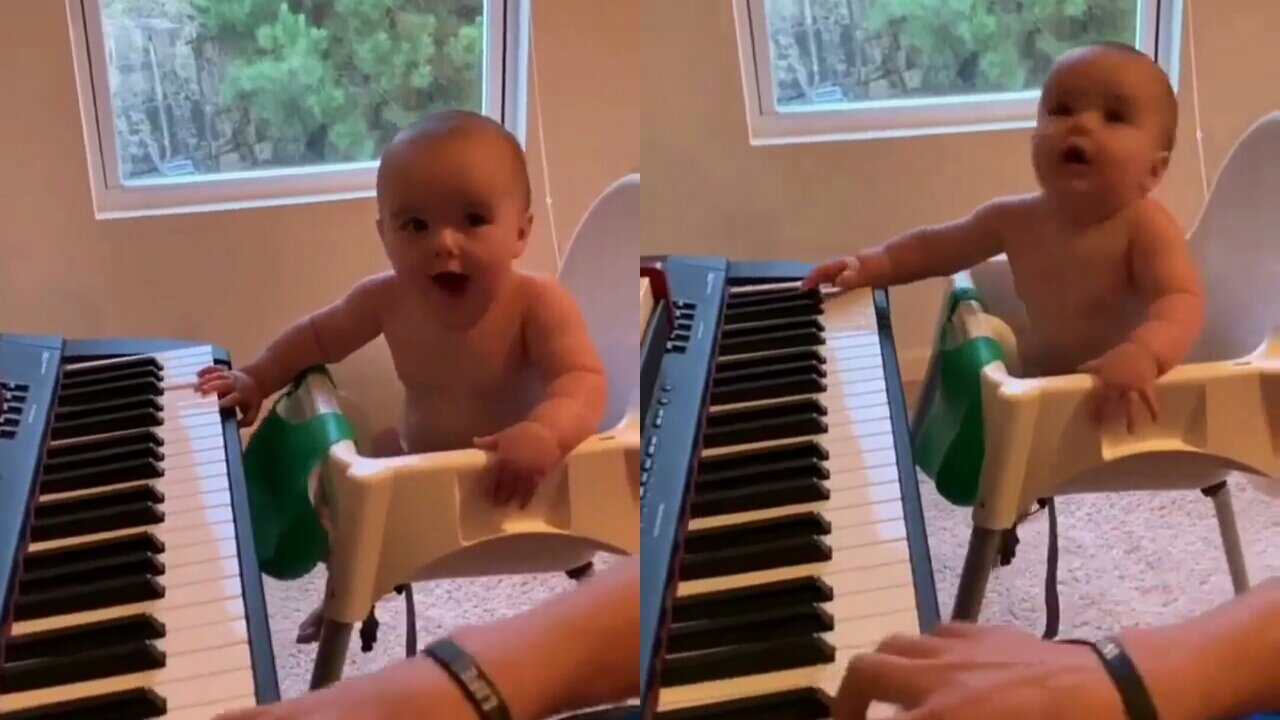 Adorable Baby Playing The Piano