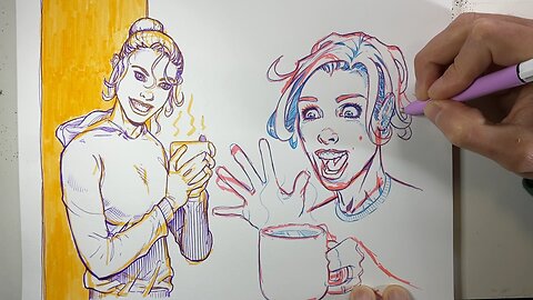 Sketching a couple coffee lovers