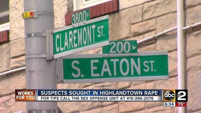Police searching for two suspects in connection to Highlandtown rape