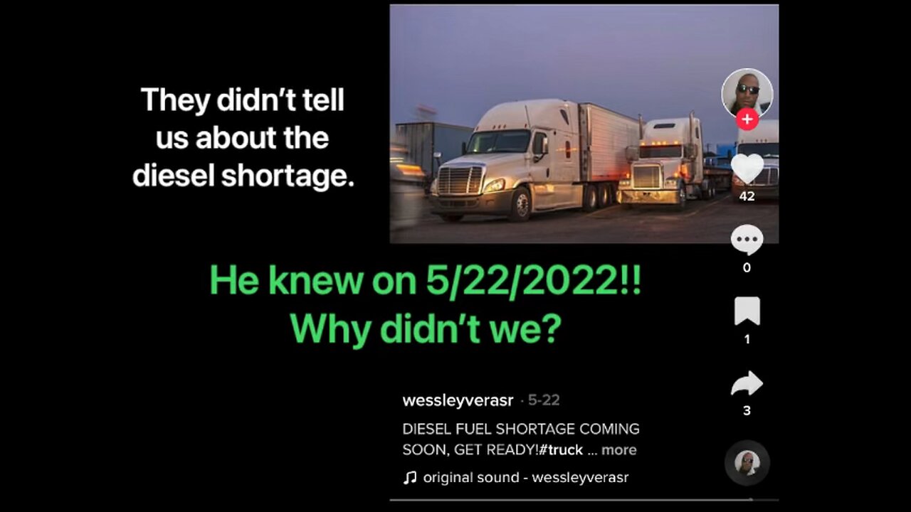 10/27/2022 - Diesel shortage on the way?? Someone try telling on 5/22/2022