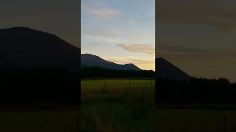 Corriechoille cabins sunset Scotland