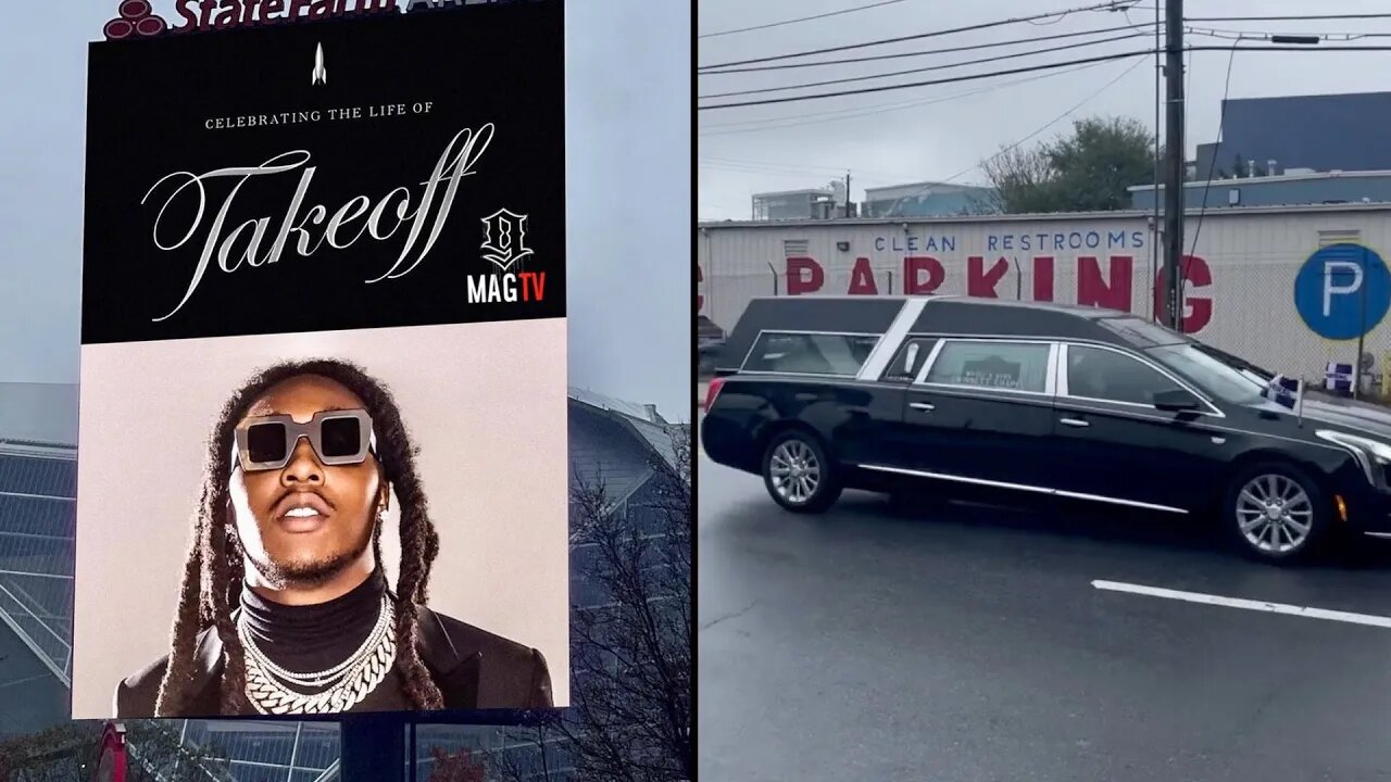 Takeoff's Funeral Procession Arrive At State Farm Arena! 🙏🏾