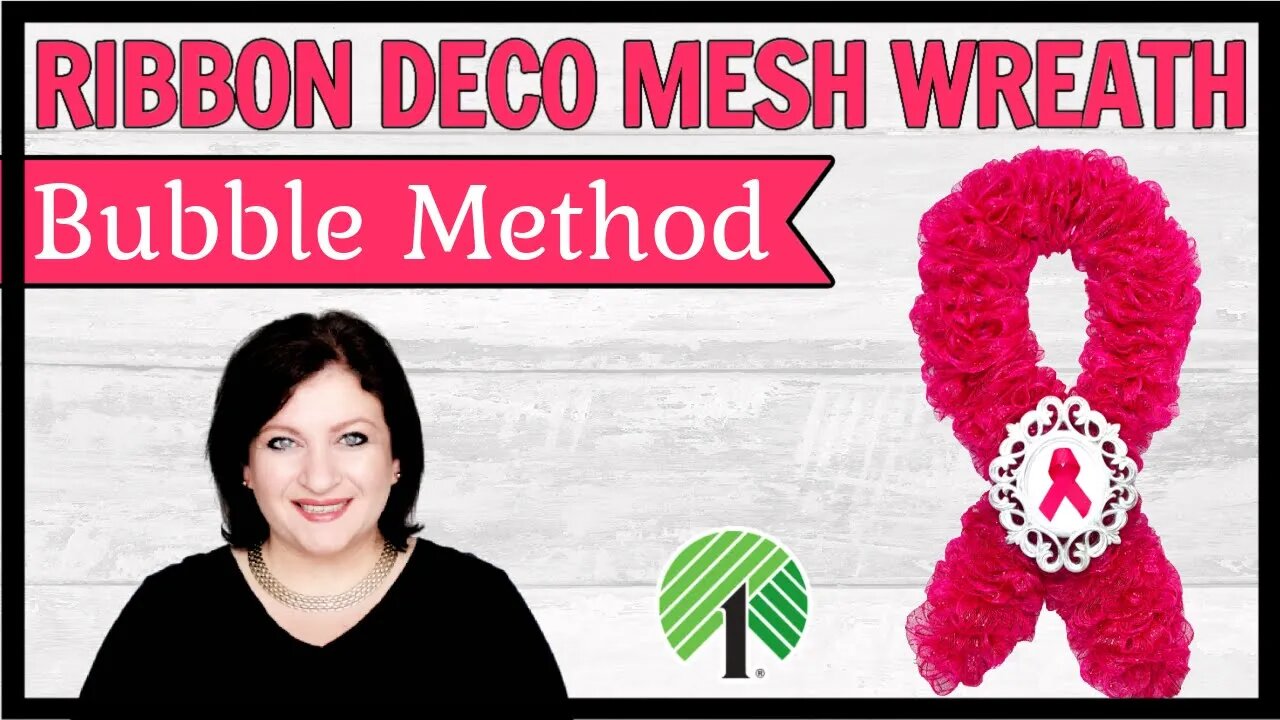 BREAST CANCER RIBBON DECO MESH WREATH | EASY BUBBLE METHOD WITH DOLLAR TREE DECO MESH