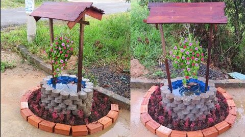 Amazing Aquarium from cement, combined Wishing Well Planter for small garden