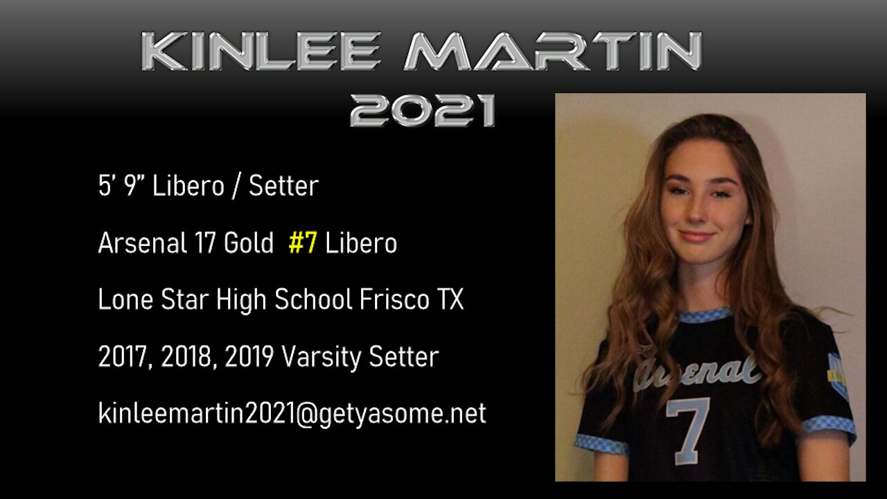 Kinlee Martin #7 Libero - 2020 Texas Fest Frisco Texas Volleyball for Arsenal 17 Gold