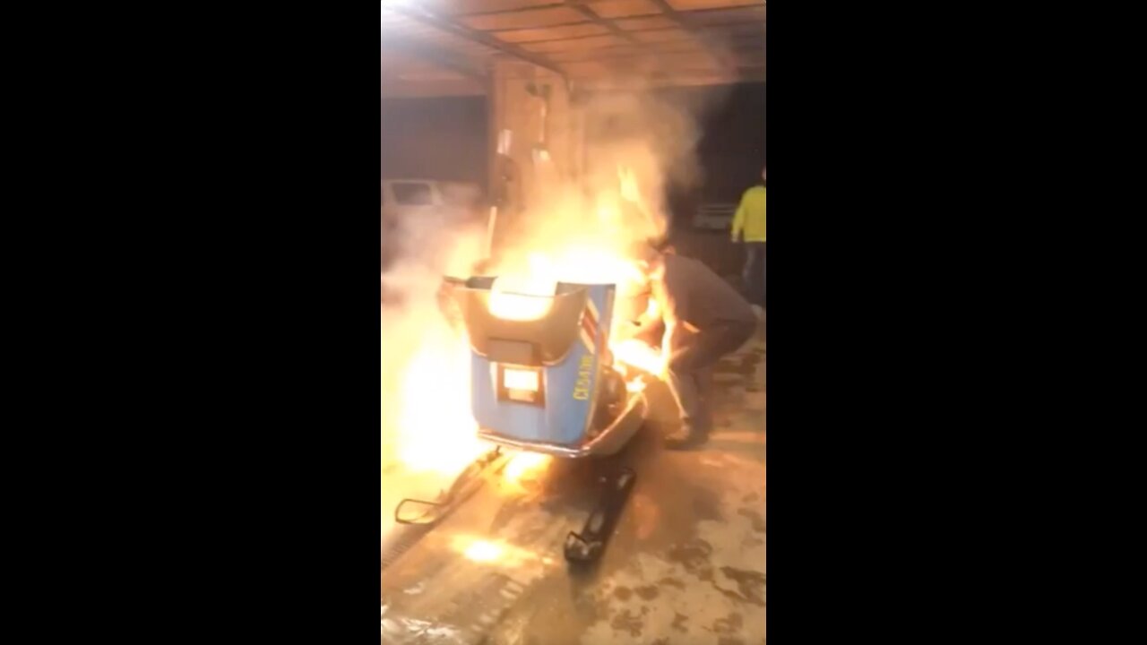 Snowmobile Explodes