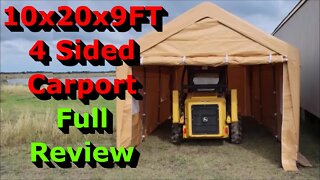 Large 10x20x9FT 4 Sided Carport - Full Review - Easy Setup