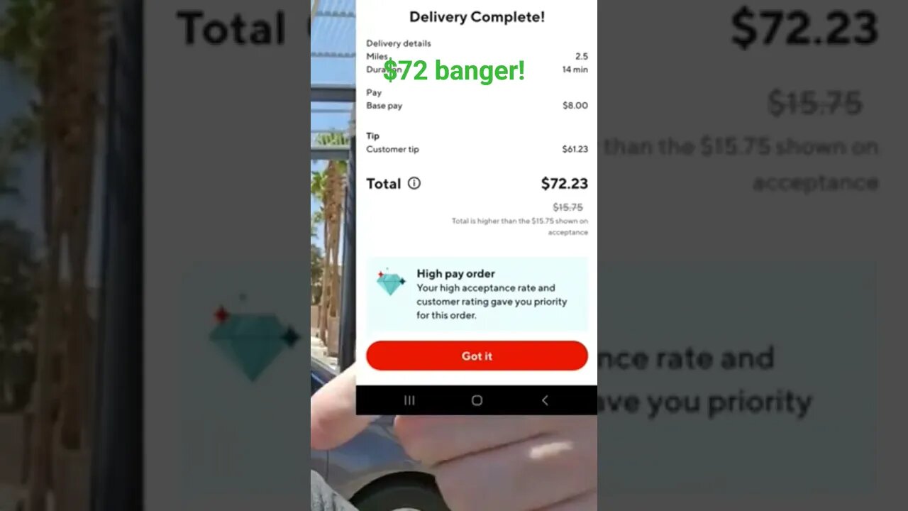 $72 doordash tip! #doordash