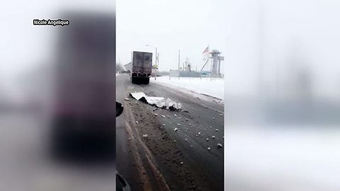 VIDEO: Potato truck crushed under Milwaukee bridge