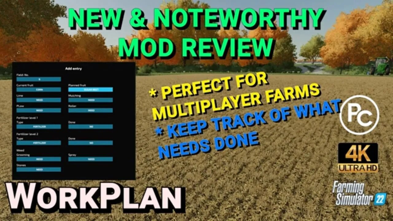 Workplan | Mod Review | Farming Simulator 22