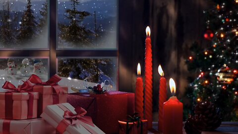 Ambient Christmas Piano Music | Cozy Festive Window with Snowfall | Holiday Spirit Calm Relaxation