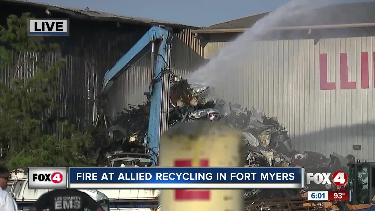 Fire at recycling facility causes plume of smoke in Fort Myers