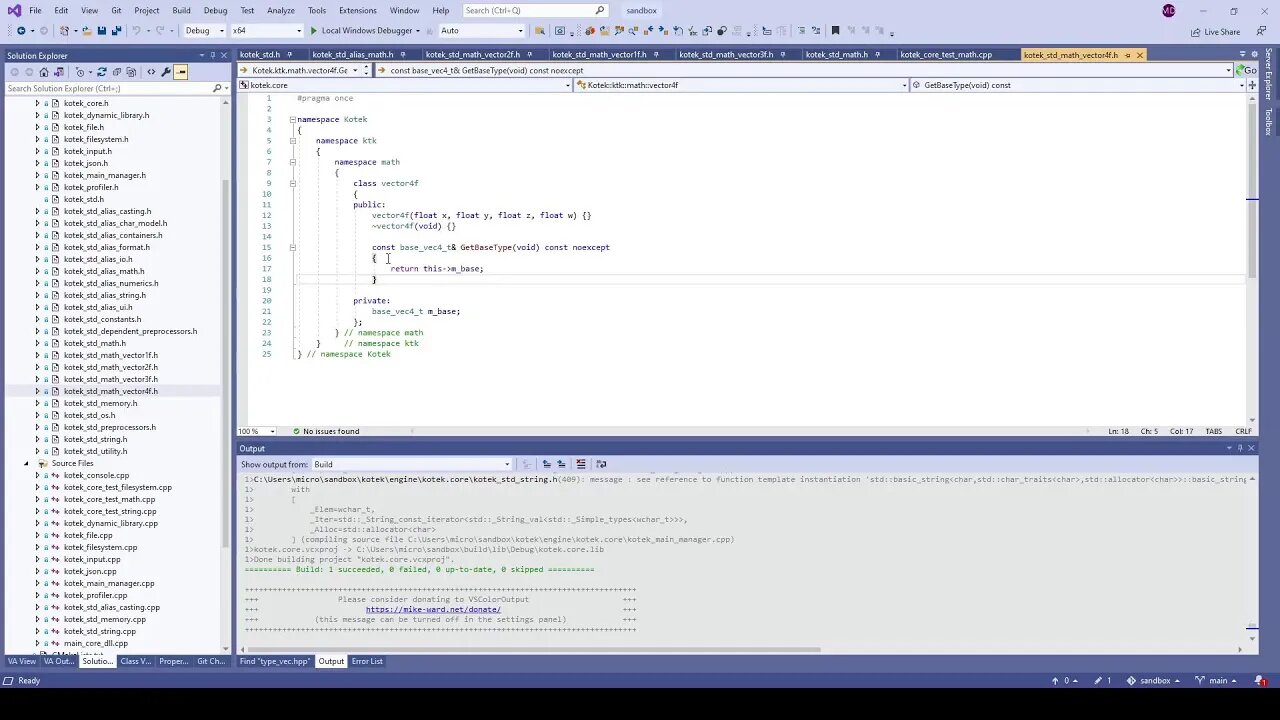 [EN/C++20/Vulkan API/HLSL/Windows 11/Linux (WSL)] Game Engine ep. 43 - Math library