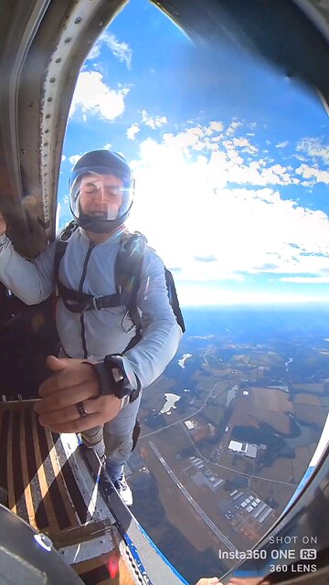 AFF skydive student learns to exit and deploy incase of an emergency