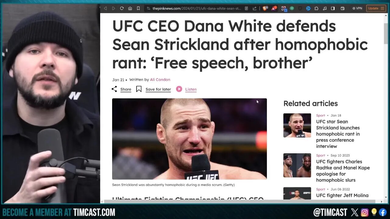 Sean Strickland ROBBED At UFC297 Dana White SLAMS Woke Press For Claiming He Leashes Fighters Speech