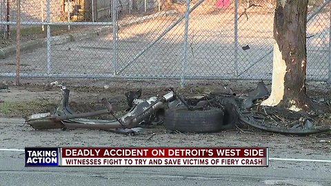 Witnesses fight to try and save victims of fiery crash on Detroit's west side