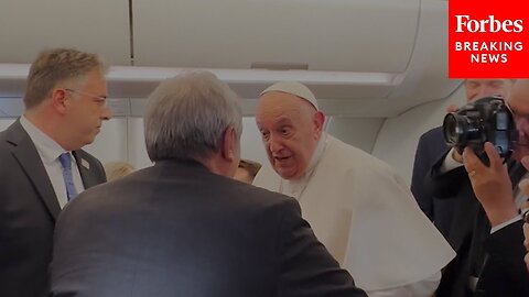 Pope Francis Meets With Journalists On The Papal Plane Ahead Of Trip To Indonesia