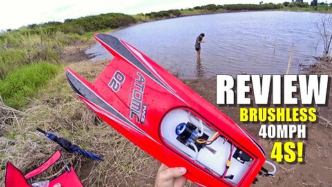 Volantex ATOMIC V792-4 Brushless RTR 4S Racing Boat Review - [BONUS Mavic 2 PRO Boat Tracking Test]