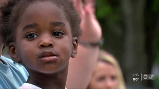 Three-year-old girl who waited years to be adopted gets drive-by celebration