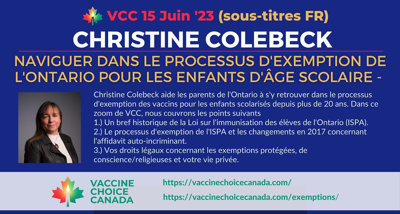 PROCESSUS D'EXEMPTION DES ENFANTS DE L'ONTARIO - Christine Colebeck