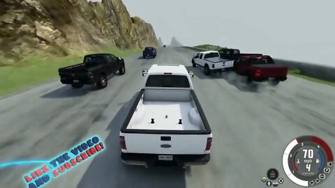 Ford VS Ram Trucks Race & Crash Down a Mountain in BeamNG Drive Mods! ~~~ 2