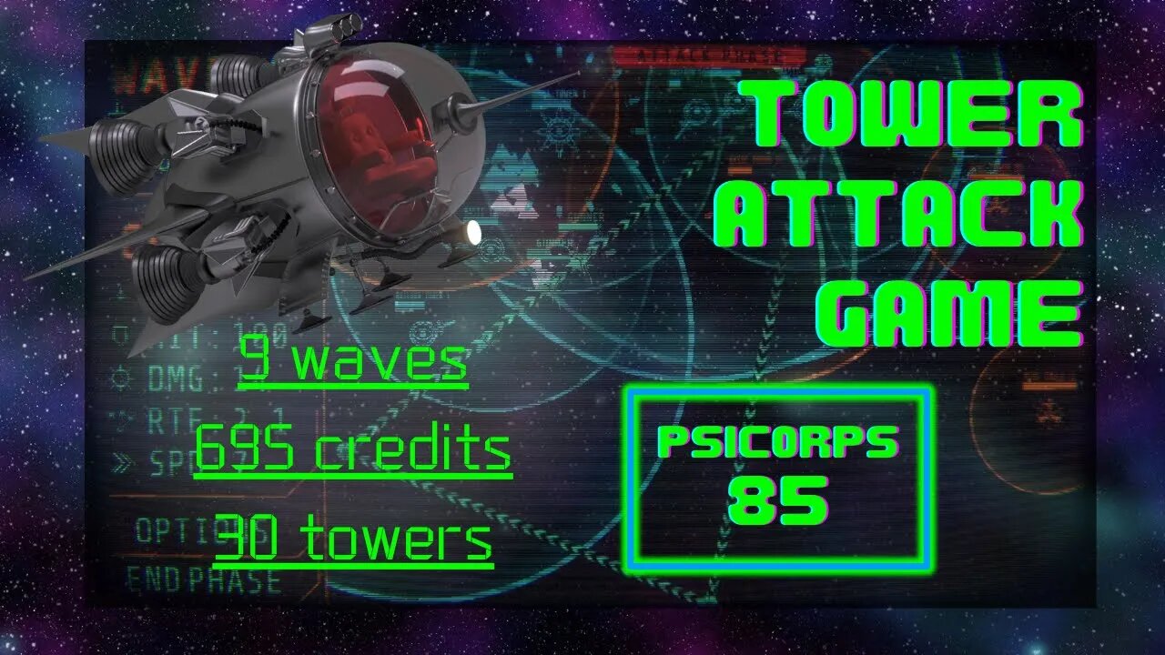 T.A.G.: Tower Attack Game; 9 waves, 695 credits, 30 towers