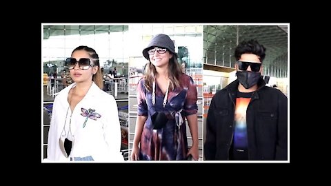 Hina Khan, Tina Dutta & Guru Randhawa Snapped At The Airport