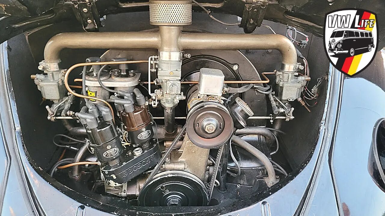 This VW has 3 Carbs, 2 Distributors & 2 Coils!