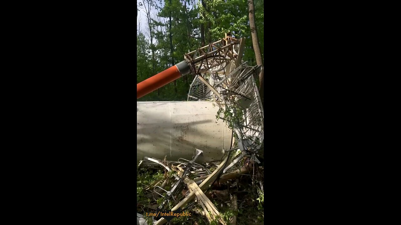 πΌπ‘ GIGANTIC TOP OF SKY-HIGH KHARKOV TV TOWER found crashed in the trees and forest below