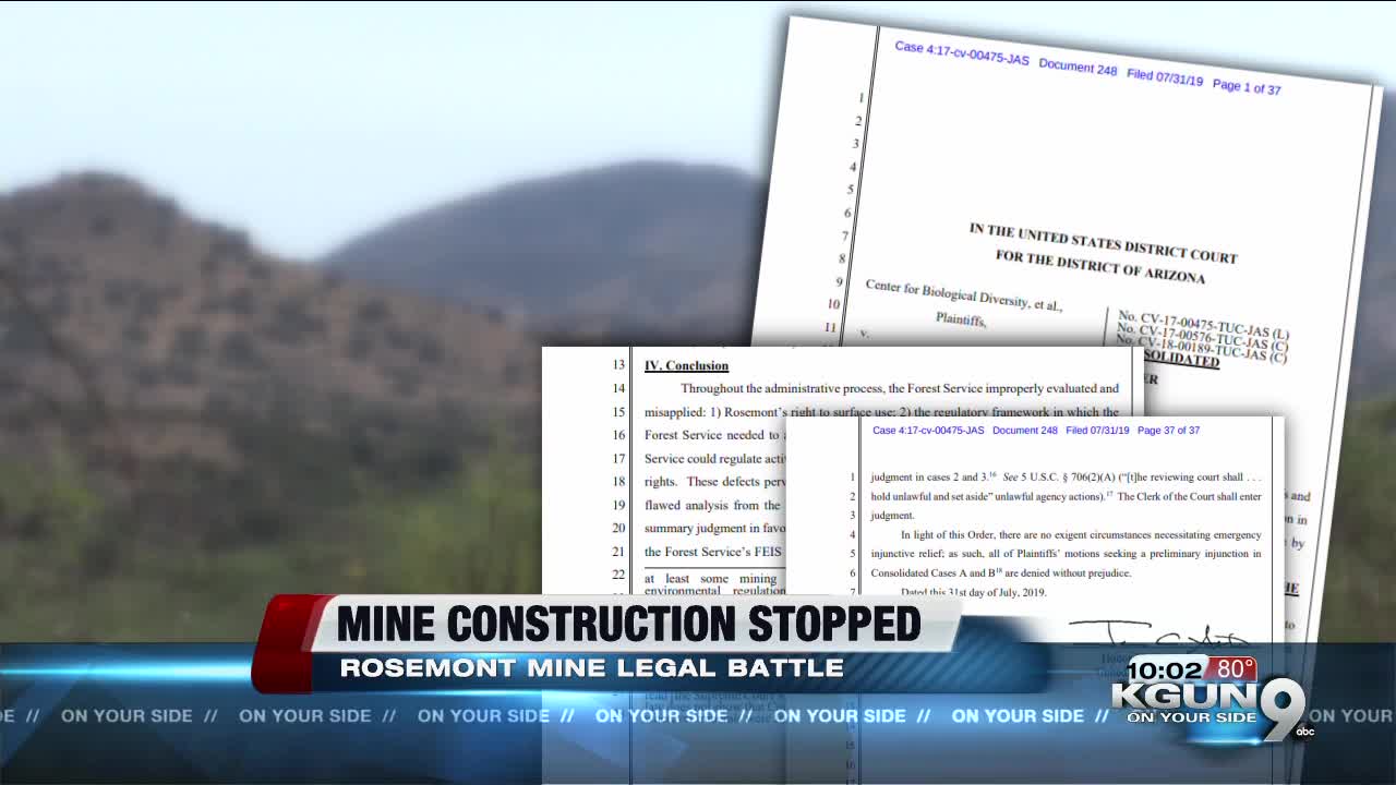 Federal judge throws out approval to start construction on the Rosemont Mine