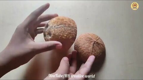 Waste Coconut Shell and Earbuds Craft Idea