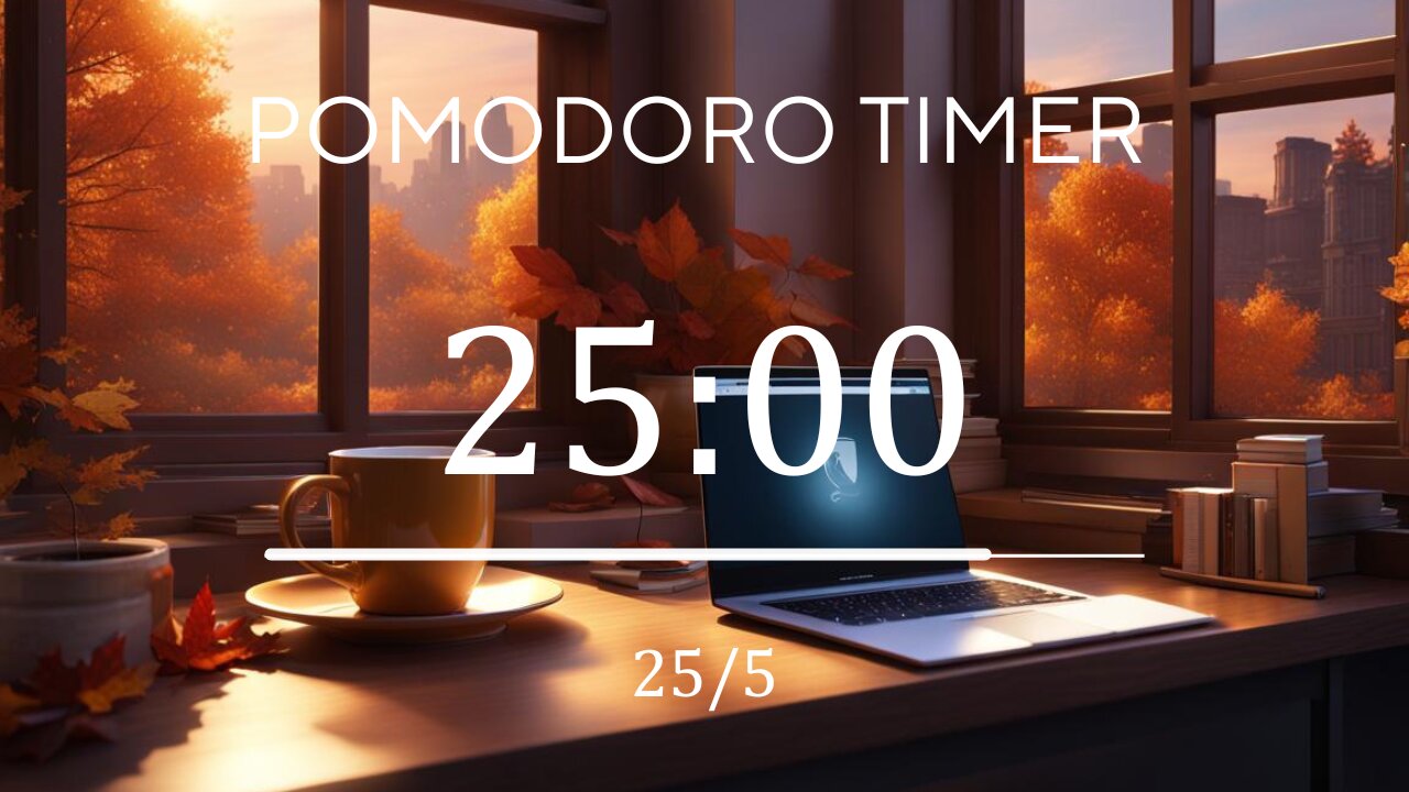 25/5 Pomodoro Timer 🍂 Lofi + Frequency for Relaxing, Studying and Working 🍂