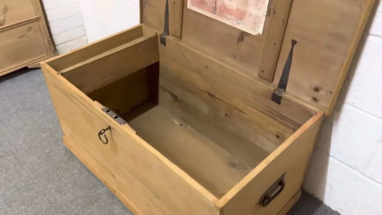 Victorian Pine Flat Top Box Secret Hidden Drawers Inside (V8851B) @PinefindersCoUk