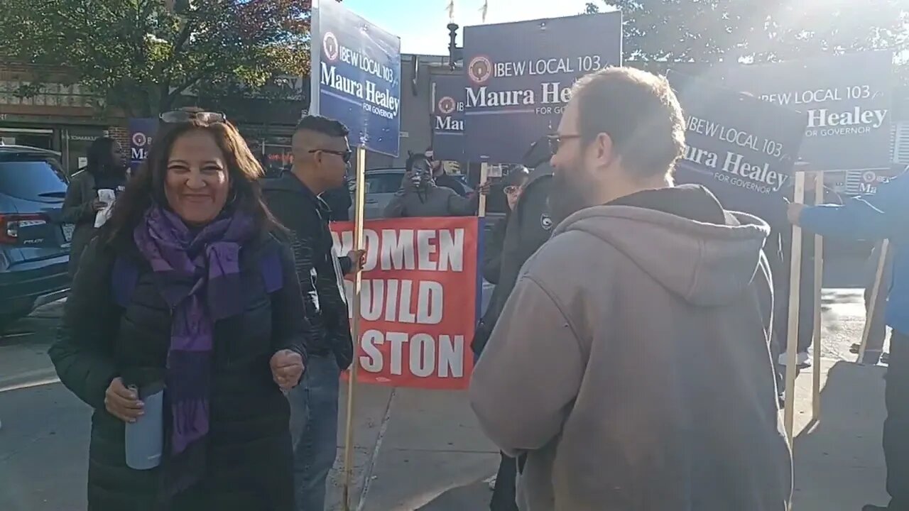 politicians and local leaders rallying for support on questions one and four