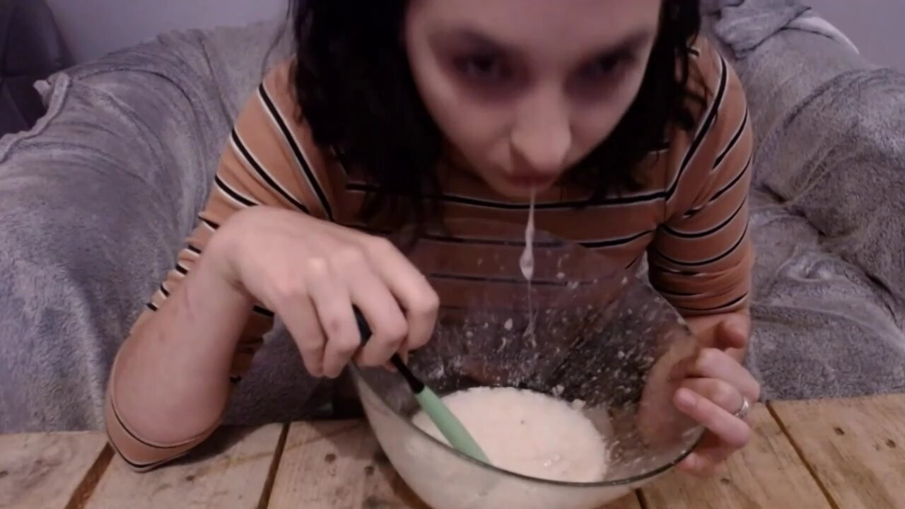 Girl Making Herself Puke Into A Bowl