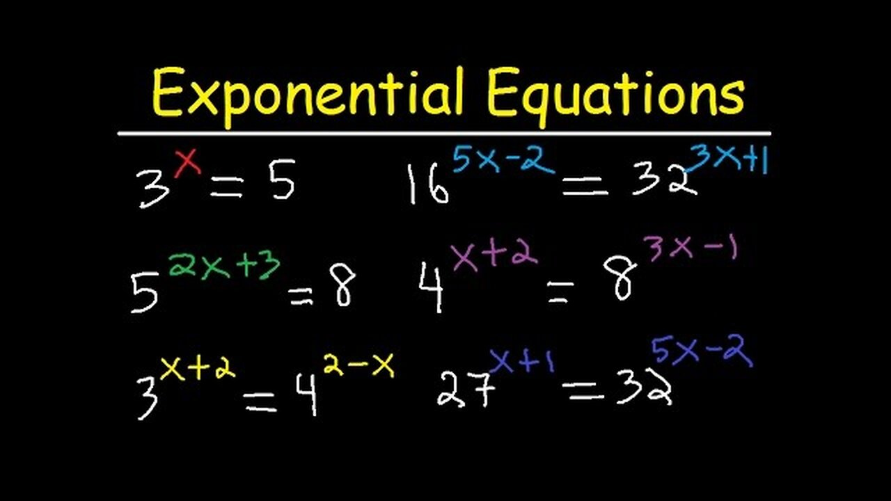 Solving Exponential Equations With Different Bases Using Logarithms - Algebra