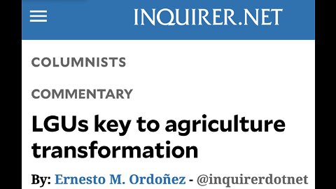 Inquirer - LGUs key to agriculture transformation
