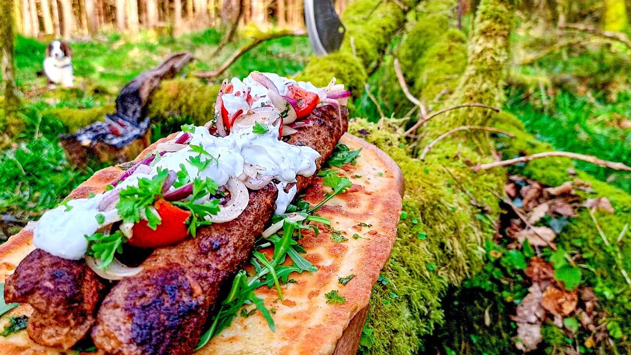 Lamb Kebab's with Naan Bread😱 Asmr Cooking in the Forest _ ASMR cooking _ NO TALK