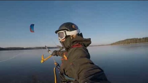 Kitesurfing på is!