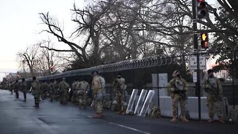 U.S. Soldiers and Airmen with the National Guard provide security